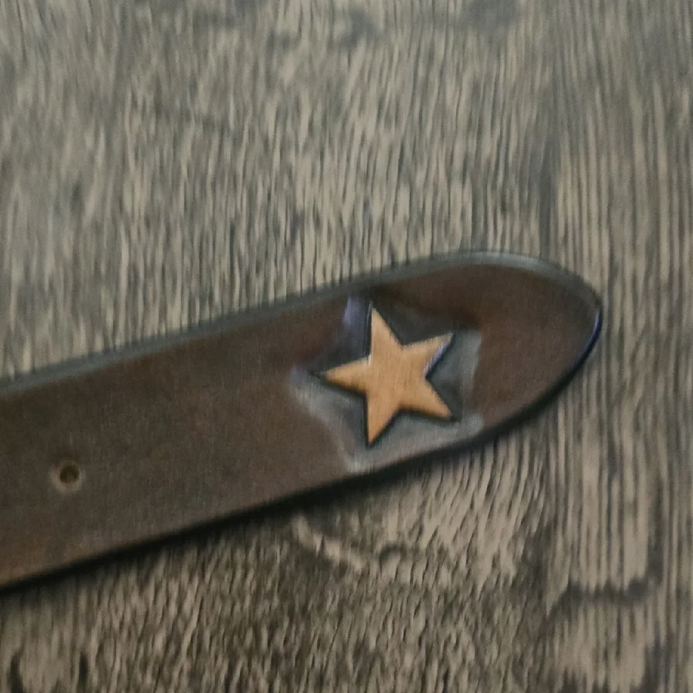 LEATHER Brown‎ Belt with Star Detail Handmade 41